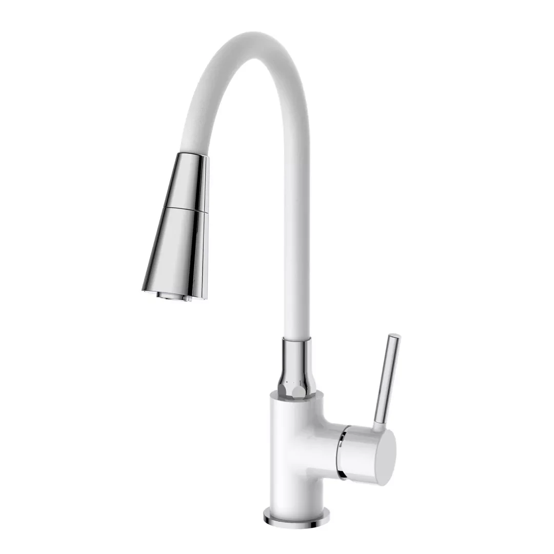 Смеситель для кухни Frap F4044-8 с гибким изливом 2 режима Белый/Хром (SE01040794)