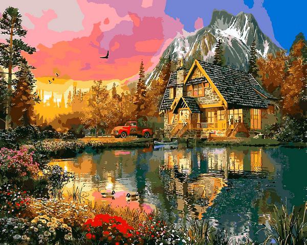 Картина за номерами Mariposa "Гірська хатина" 40x50 см (MR-Q2200)