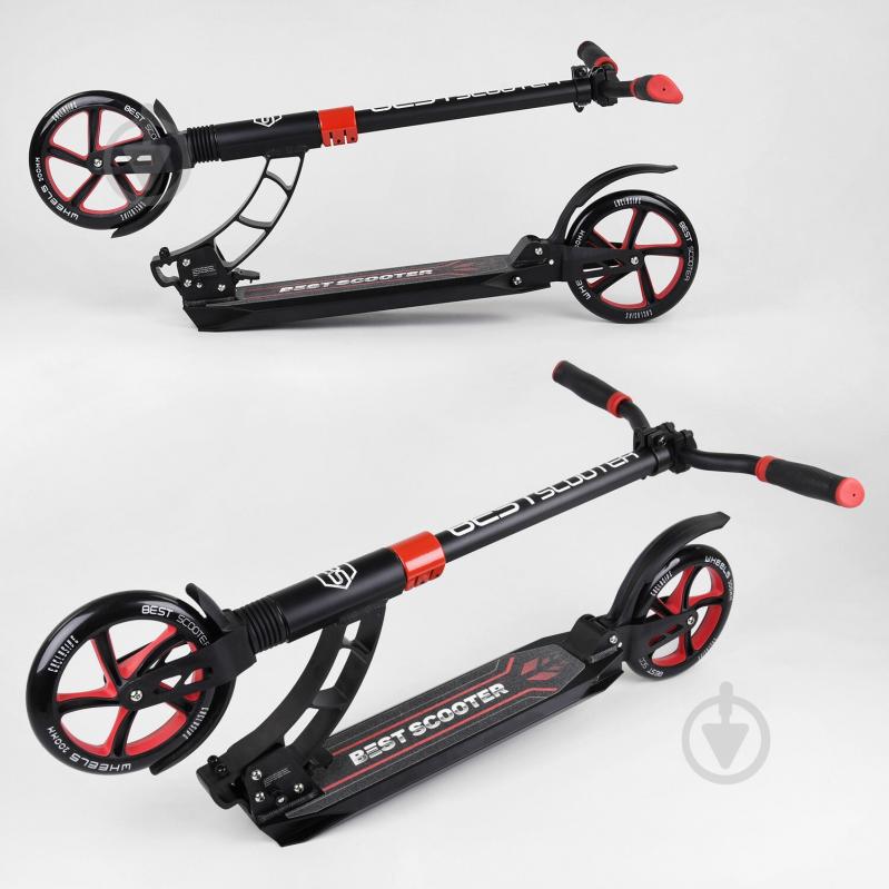 Самокат двухколесный Best Scooter с PU колесами и 2 амортизаторами Black/Red (100072) - фото 3