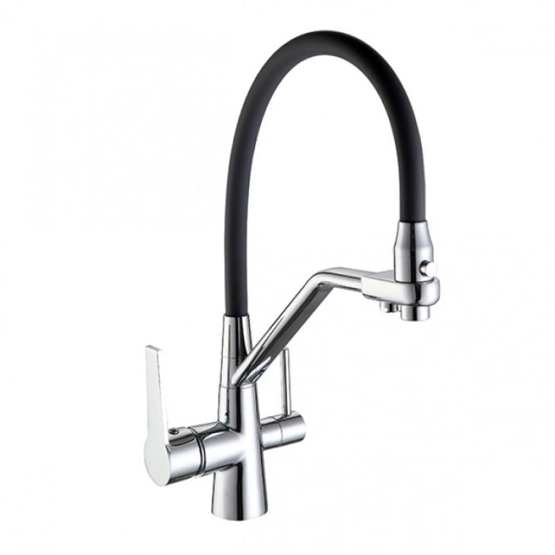 Змішувач для кухні Frap F4374-1 на дві води Чорний (117260) Змішувач для кухні Frap F4374-1 на дві води Чорний (117260)