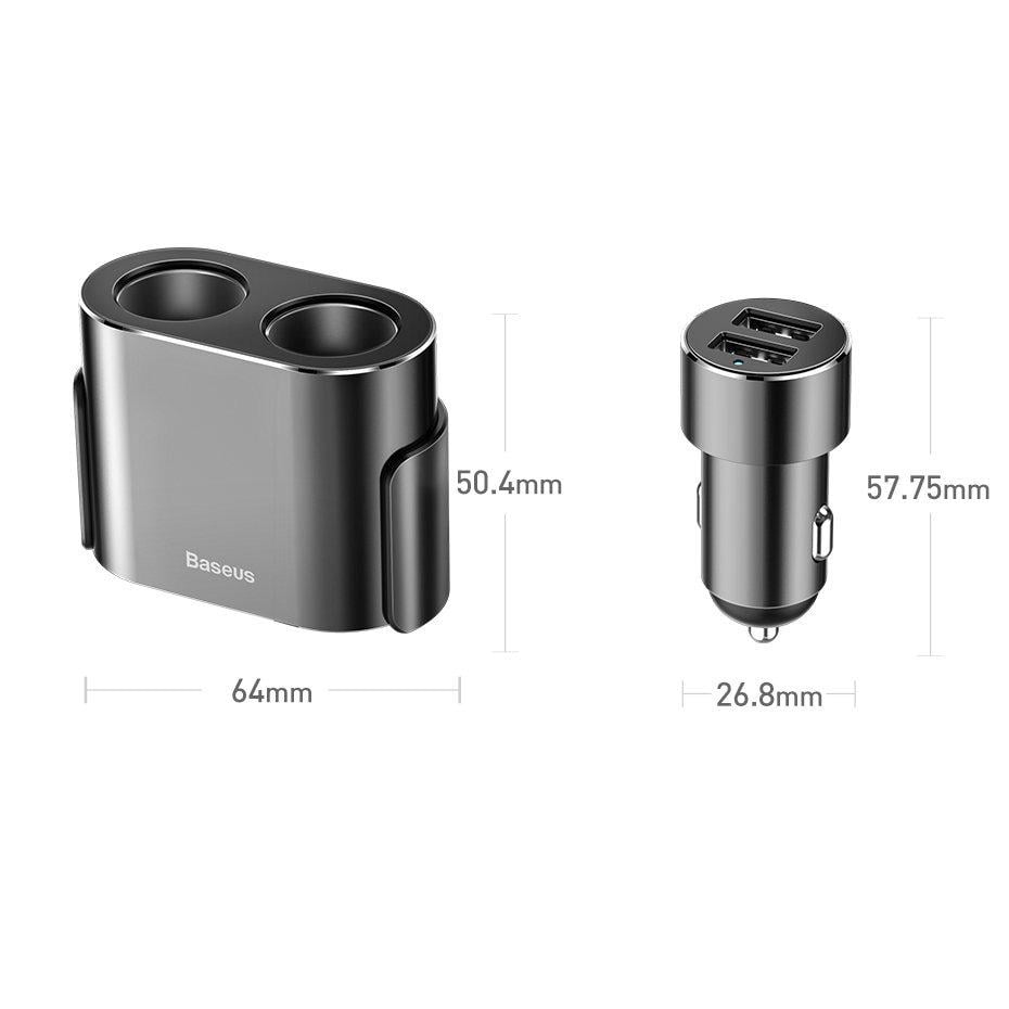 Зарядное устройство автомобильное BASEUS High efficiency one to two cigarette lighter Black (CRDYQ-01) - фото 4