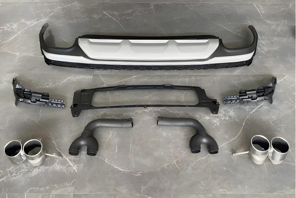 Диффузор задний с насадками QRS-Style 2020+ GT Tuning для Audi Q7 2015- гг. ABS-пластик Серый (132083)