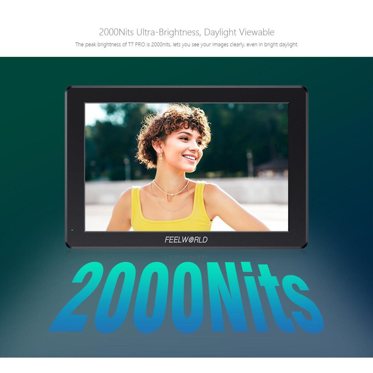 Монітор дисплей накамерний FeelWorld 7" T7 PRO 2000 cd/m2 4K HDMI 60 алюмінієвий корпус (2819875642) - фото 3