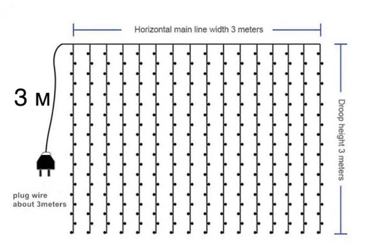 Гірлянда штора світлодіодна 3x3 м 220 Вт Теплий білий (5067886) - фото 8