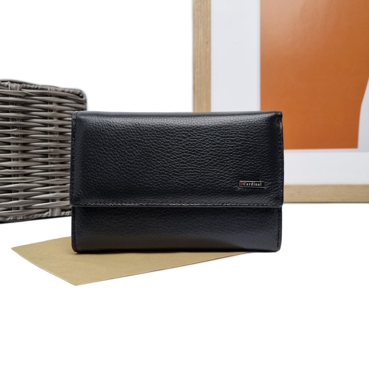 Гаманець на магніті жіночий натуральна шкіра Чорний (9034-01 Cardinal 54)