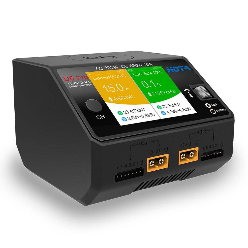 Зарядное устройство двухканальное HOTA D6 Pro Dual 325w 15A 1-6S Lipo AC/DC FPV беспроводная зарядка Black (18768)