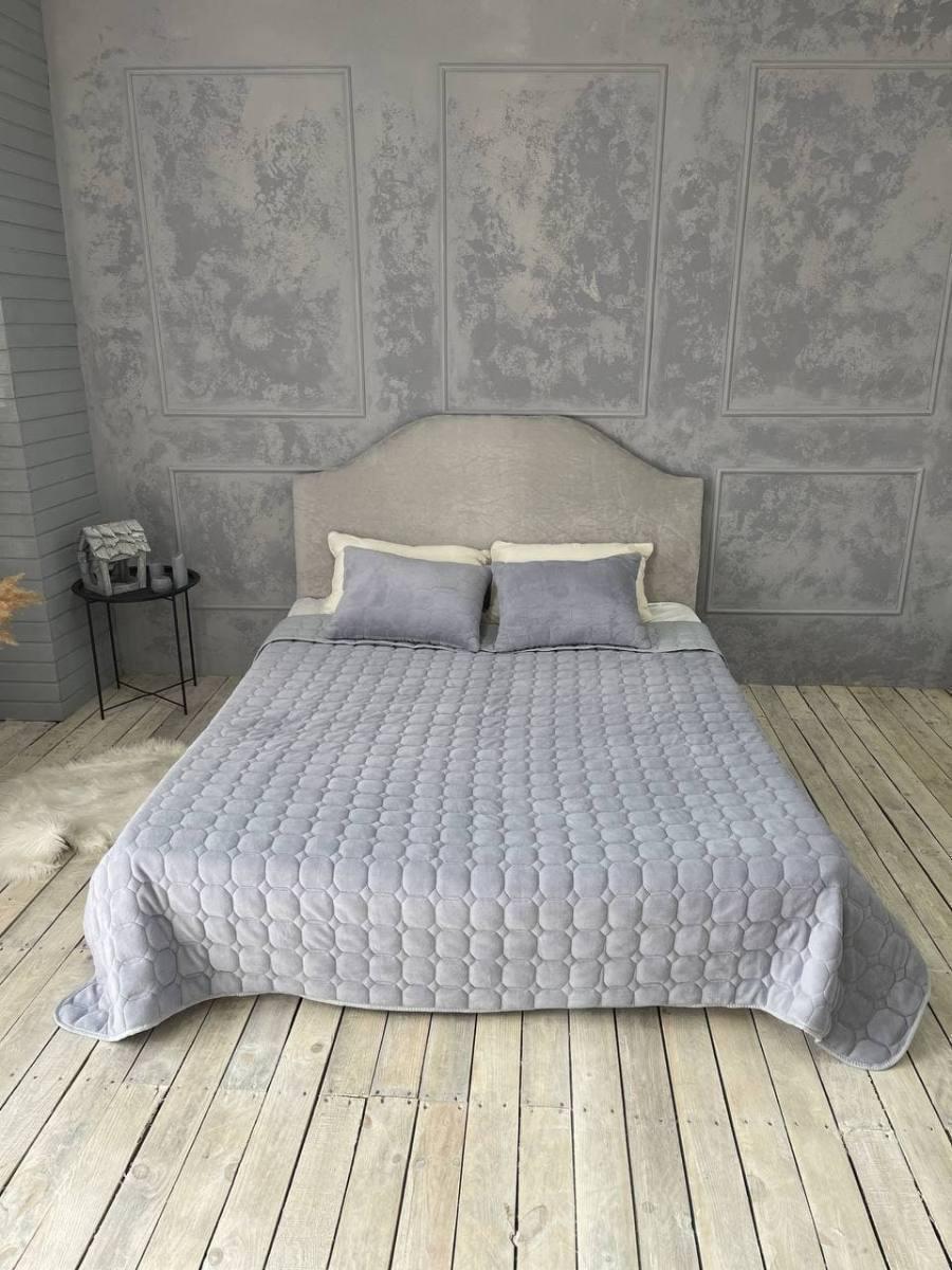 Покрывало стеганное летнее 210х230 с подушками 2х40х60 см. Серый (Д-cap-podush-001) - фото 1