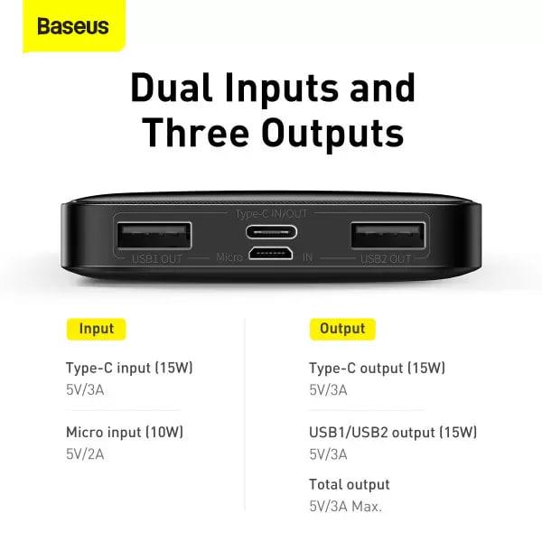 Павербанк BASEUS Bipow Digital Display 10000 mAh 15 W 3 A 2USB/Type-C Black (PPDML-I01) - фото 7