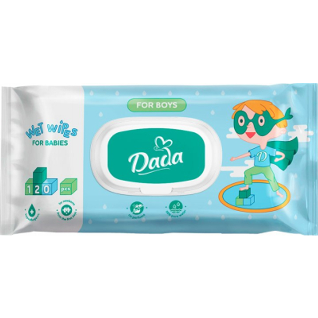 Вологі серветки для хлопчиків Dada без запаху клапан 120 шт. (2297143431)