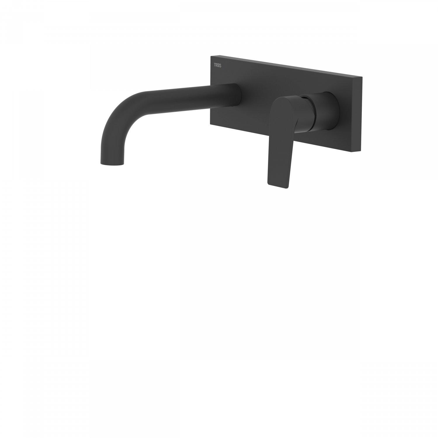Смеситель для умывальника Tres Project 21120001NM настенный однорычажный Черный (113579)