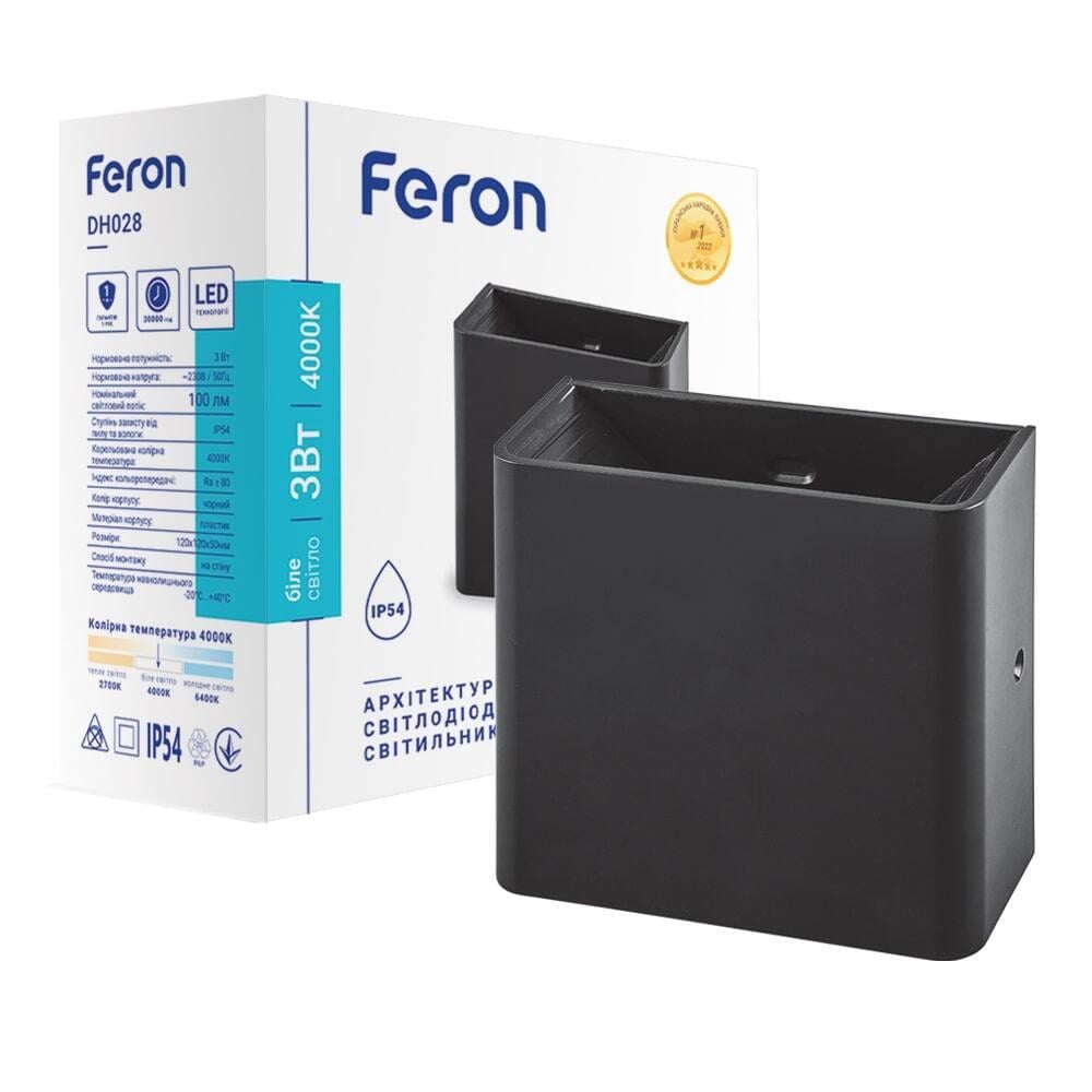 Светильник архитектурный светодиодный накладной Feron DH028 3 Вт 4000K Черный (15064)
