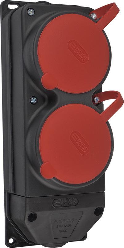 Колодка каучуковая 3Р+ РЕ с защитными крышками двухместная 2×25А IP44 (A0250010012)