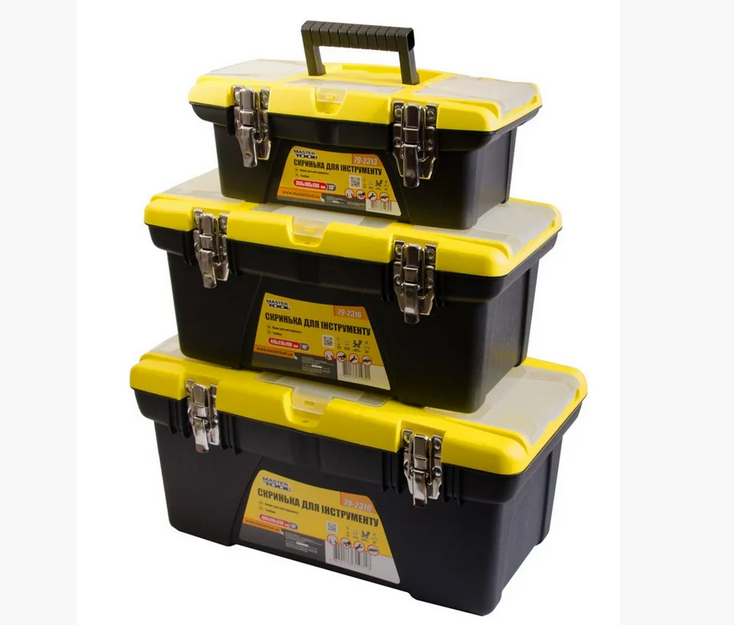 Набор ящиков для инструмента MasterTool 13" 16" 19" 3 шт. с пластиковыми замками и съемными органайзерами (79-2000) Набор ящиков для инструмента MasterTool 13" 16" 19" 3 шт. с пластиковыми замками и съемными органайзерами (79-2000)