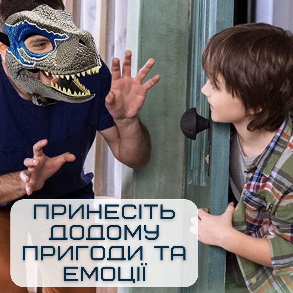 Маска динозавра резиновая Jurassic World Dominion Велоцираптор для взрослых и детей с подвижной челюстью - фото 3