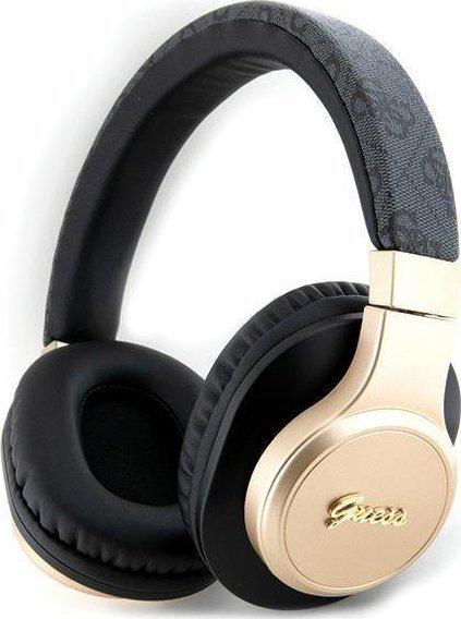 Навушники з мікрофоном Guess Leather With Script Metal Logo Black (GUBH604GEMK)