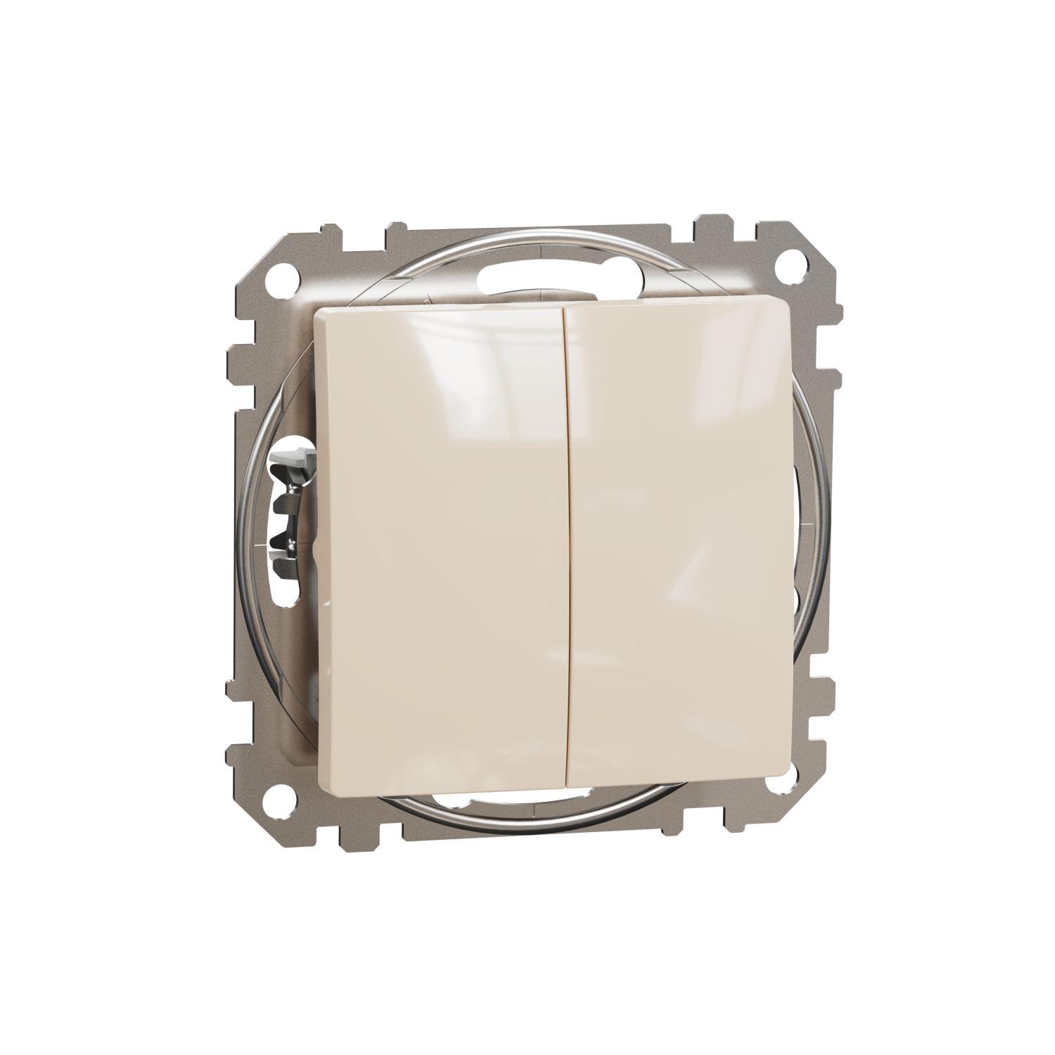 Вимикач кнопковий двоклавішний Schneider Electric Sedna Design & Elements 10A Бежевий (SDD112118)