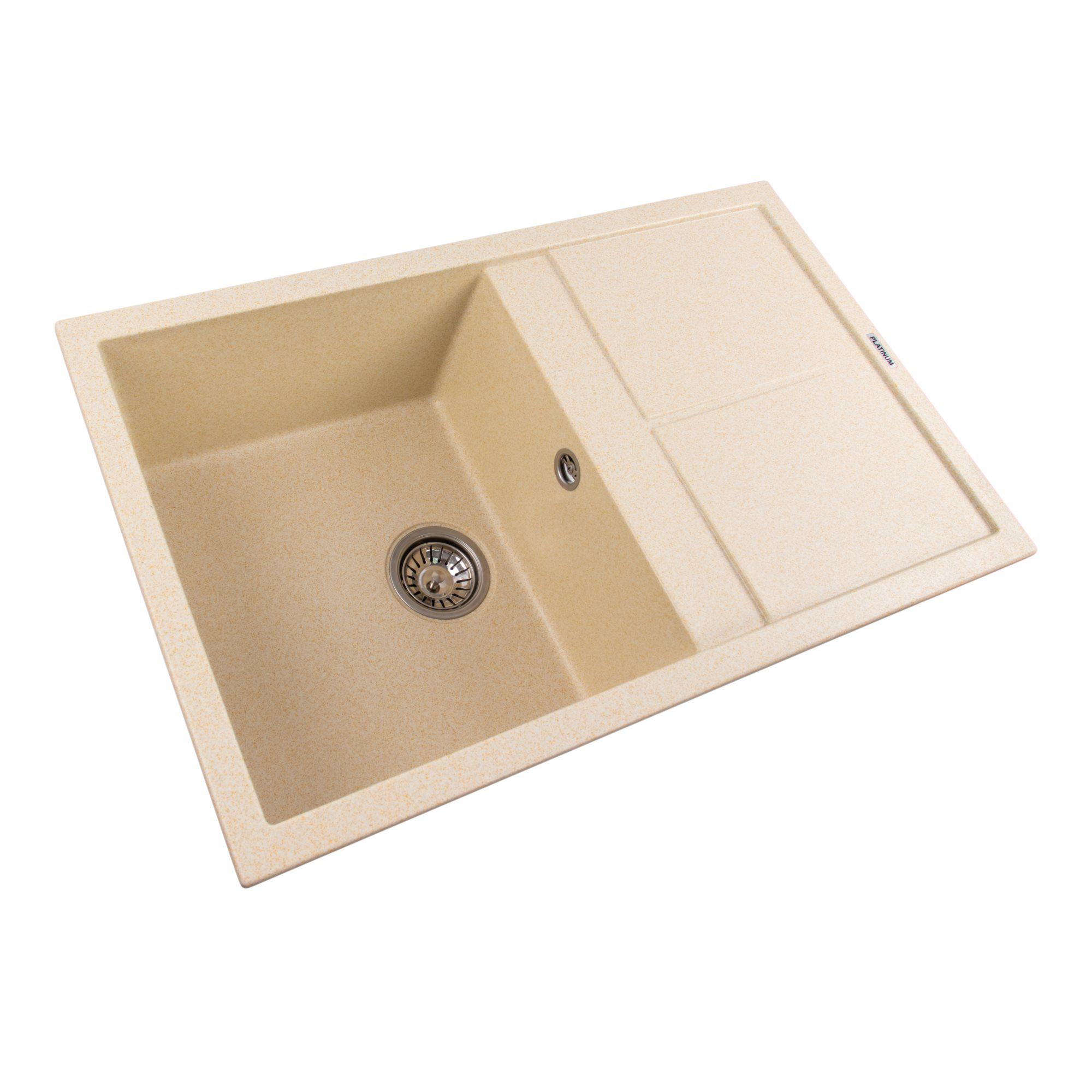 Мойка для кухни гранитная Platinum 7950 Selena матовая Песок - фото 2 Мойка для кухни гранитная Platinum 7950 Selena матовая Песок - фото 2