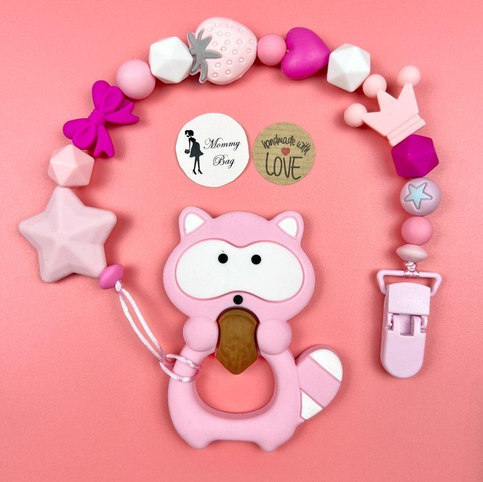 Грызунок силиконовый Mommy Bag Енотик Розовый (112451)