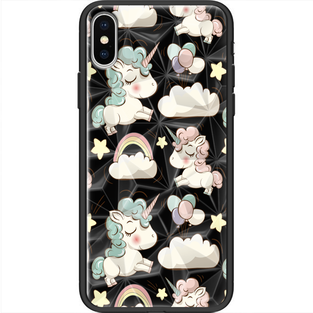 Чехол Boxface iPhone XS Unicorns Черный силикон с призмой (35413-cc2-38331)