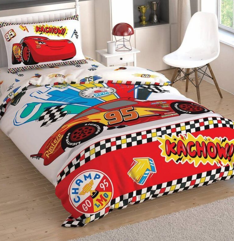 Постільна білизна підліткова Tac Disney Cars Kachow ранфорс полуторна