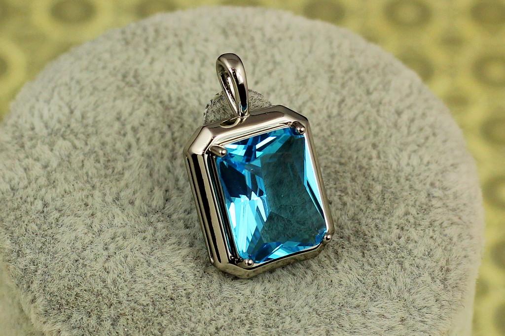 Кулон Xuping Jewelry прямокутник 2,3 см Сріблястий/Блакитний