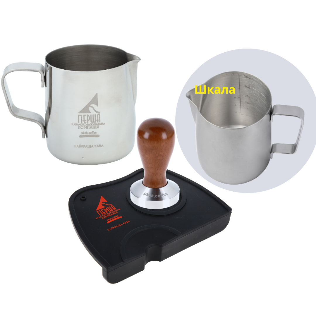 Набір баристи 1 темпер для кави та пітчер для молока зі шкалою і килимком - фото 2 Набір баристи 1 темпер для кави та пітчер для молока зі шкалою і килимком - фото 2