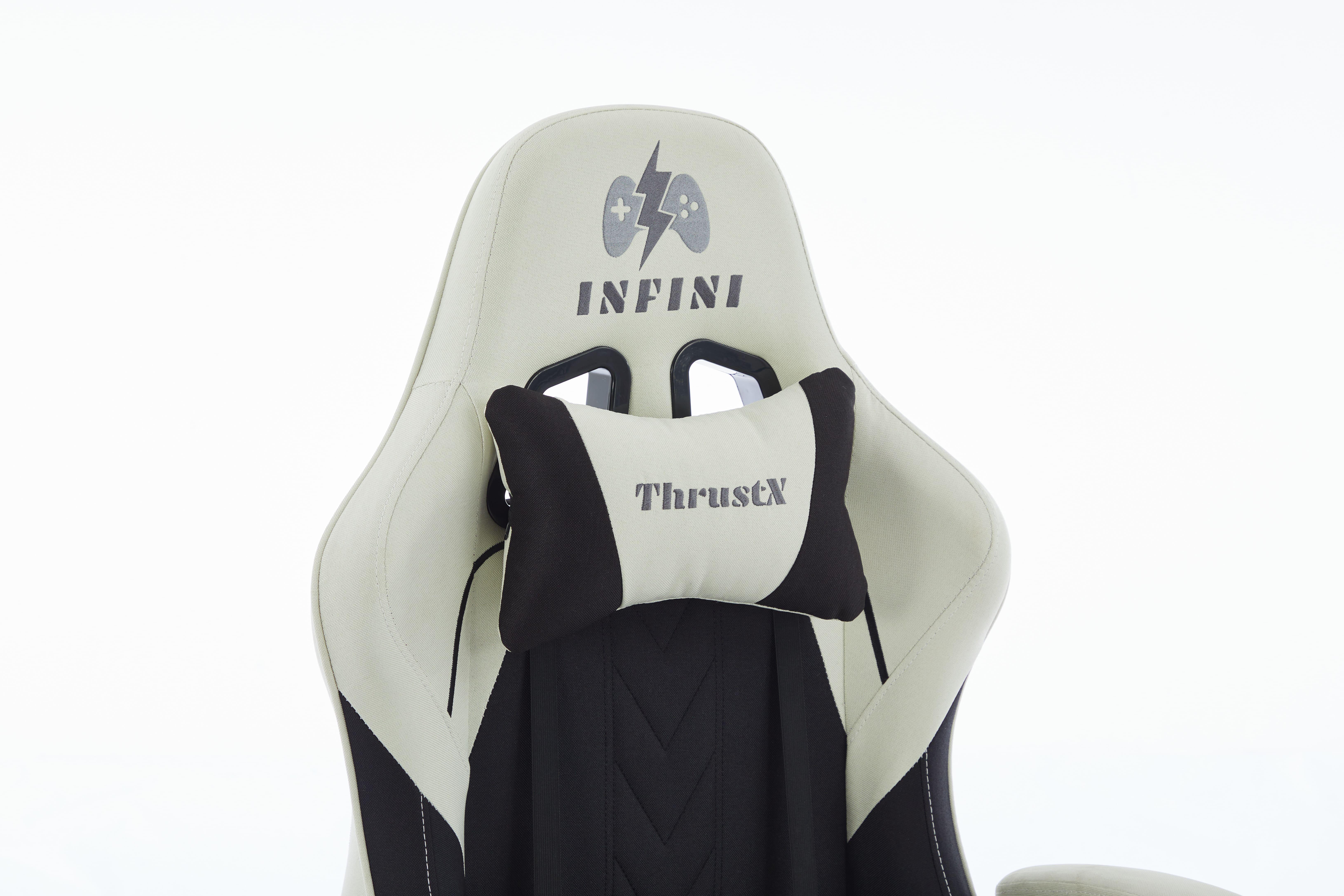 Компьютерное кресло из ткани INFINI ThrustX Молочный/Черный (23505658) - фото 4