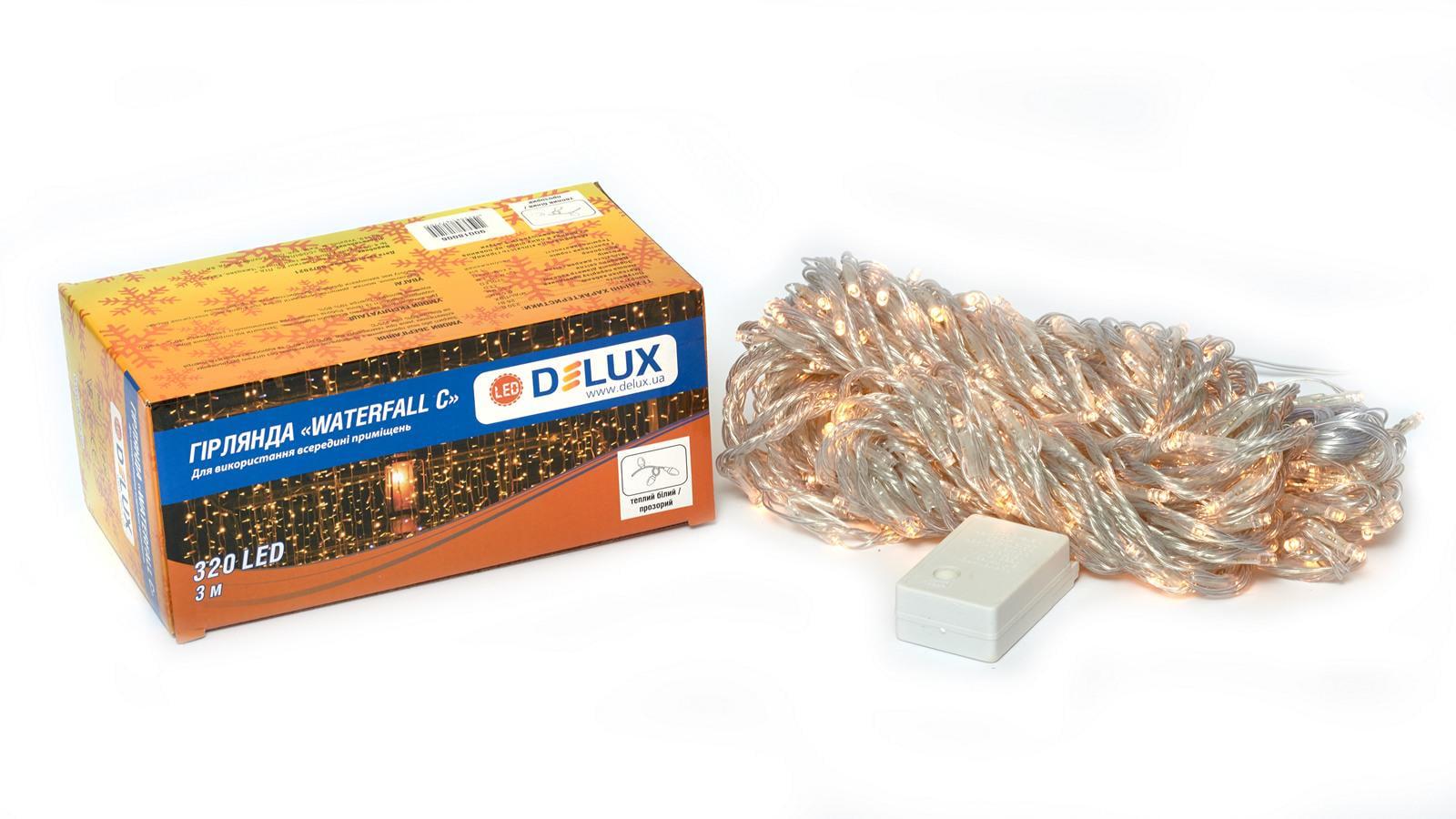 Гирлянда внутренняя Delux Waterfall 320 LED IP20 3х3 м Теплый белый/Прозрачный (90018006)