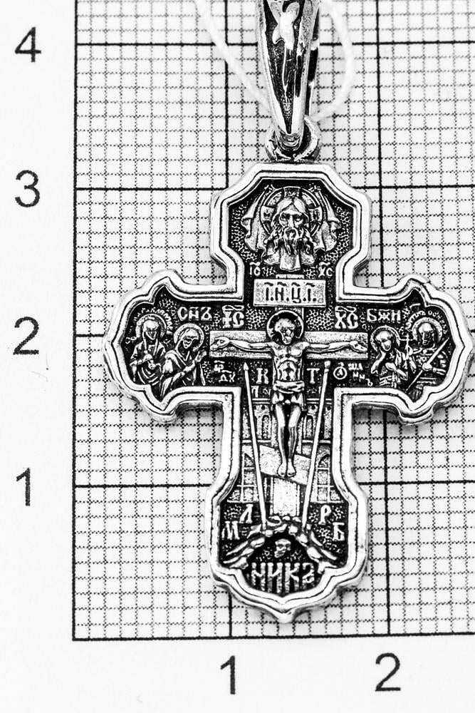 Серебряный крест с Распятием Крест Православный Деисус Молитва Да Восквреснет Бог - фото 5