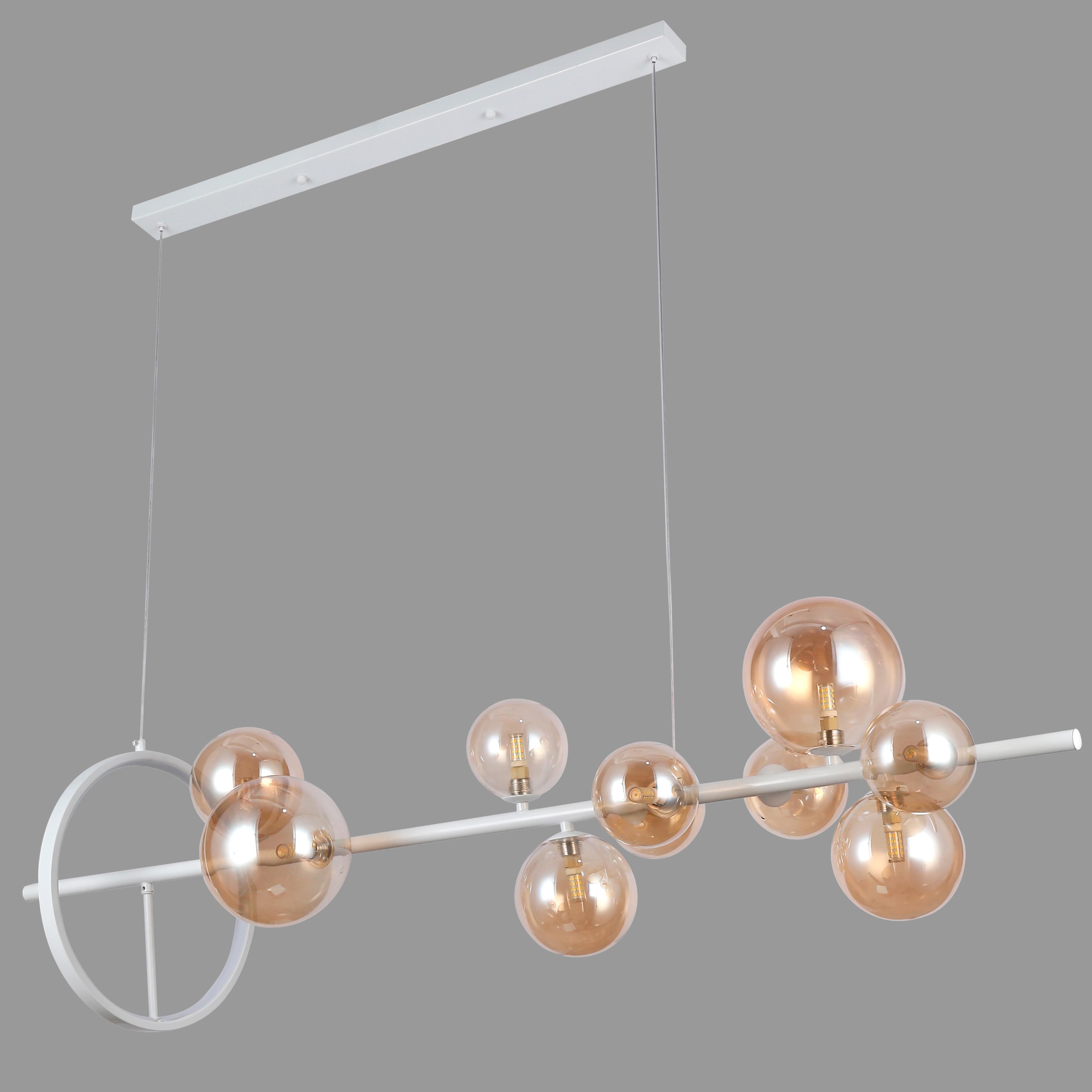 Люстра подвесная Bubbles на 10 ламп с кофейными плафонами (918-LP267-10 WH+BR)