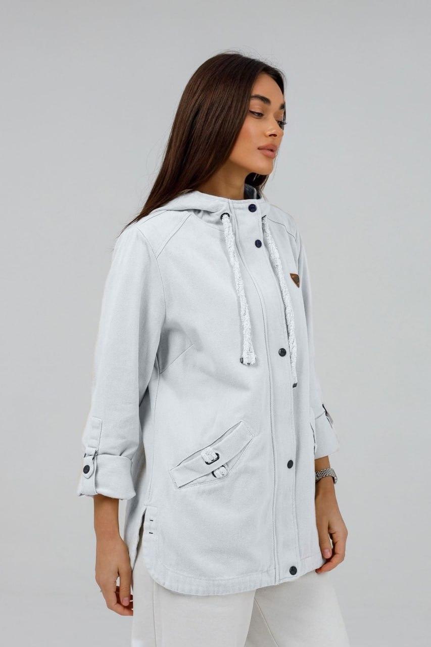 Куртка джинсовая женская с капюшоном 3XL Белый (546-Fca/3XL)