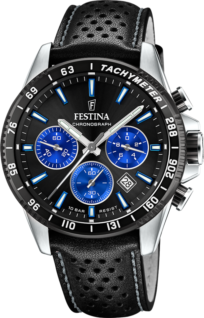 Наручные часы мужские Festina F20561/6 Timeless Chronograph со стальным корпусом WR 100 м и черным циферблатом