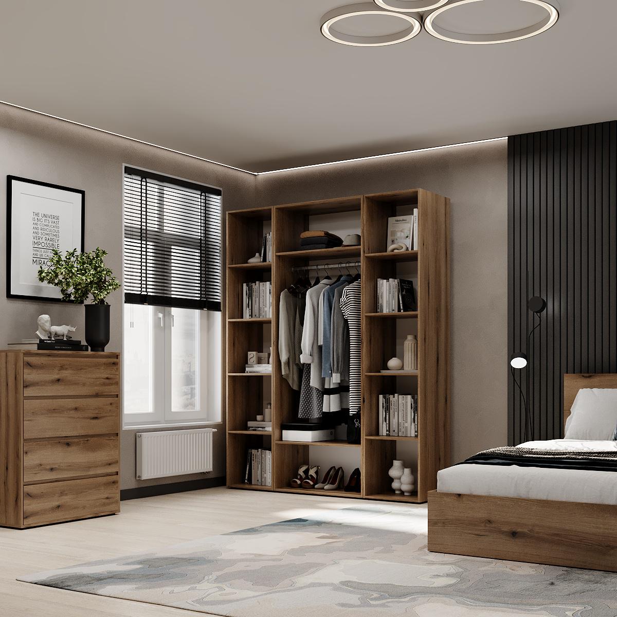 Шкаф распашной комбинированный ART IN HEAD №15 Light 1600x500x2200 мм Дуб Эвок прибрежный (GALTK01510 мм 000000) - фото 4