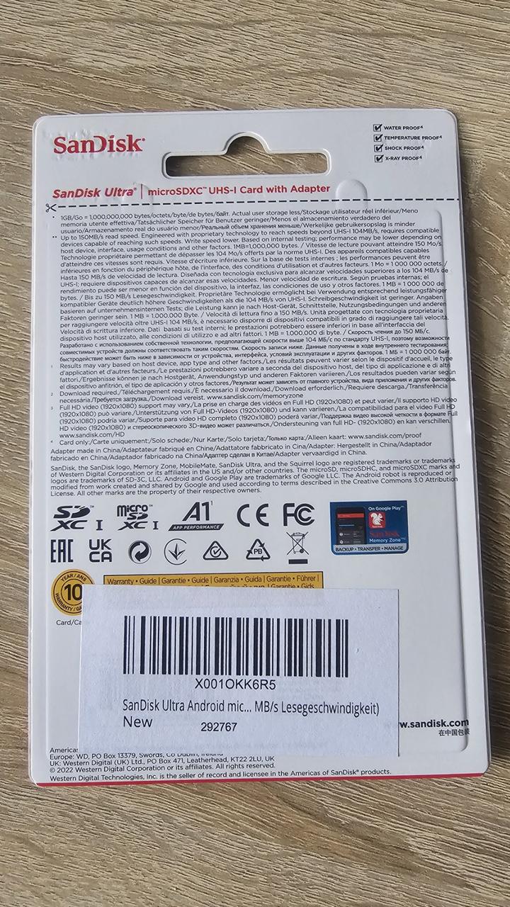 Карта памяти microSDXC UHS-1 SanDisk Ultra 256Gb class 10 A1 150MB/s (2732042699) - фото 4 Карта памяти microSDXC UHS-1 SanDisk Ultra 256Gb class 10 A1 150MB/s (2732042699) - фото 4