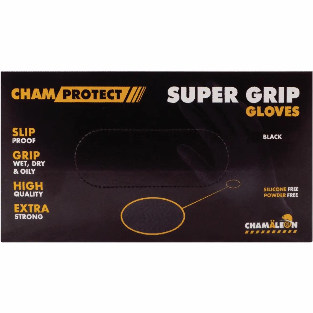 Перчатки нитриловые черные Сhamaleon Super Grip M 80 шт. (48901) - фото 1