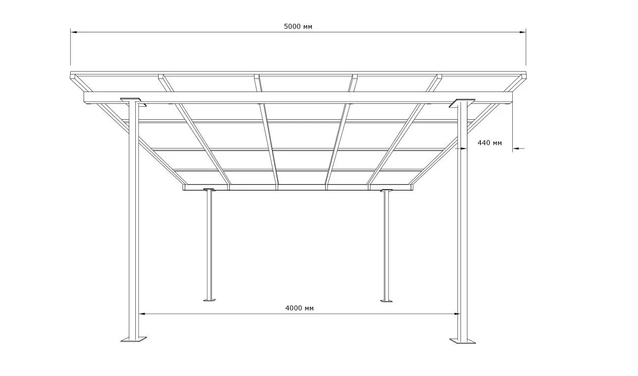 Навес односкатный Shelter Econom 5х4 м - фото 4