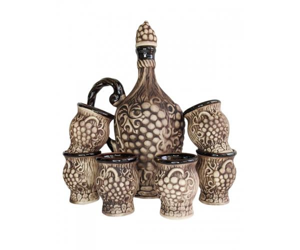 Набор керамический кувшин для вина с ручкой Мускат и 6 рюмок