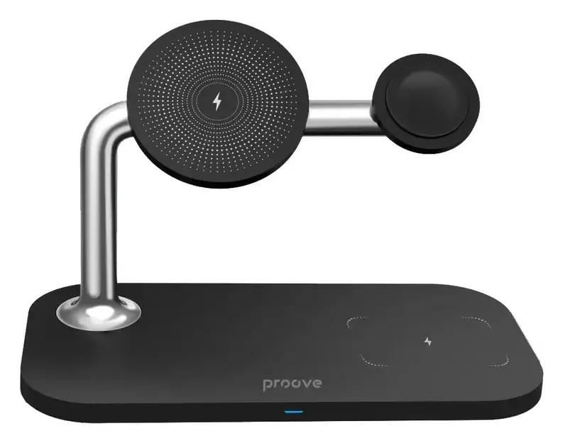 Держатель магнитный с беспроводной зарядкой Proove Magnetic Field 3в1 MagSafe Black (15372492)