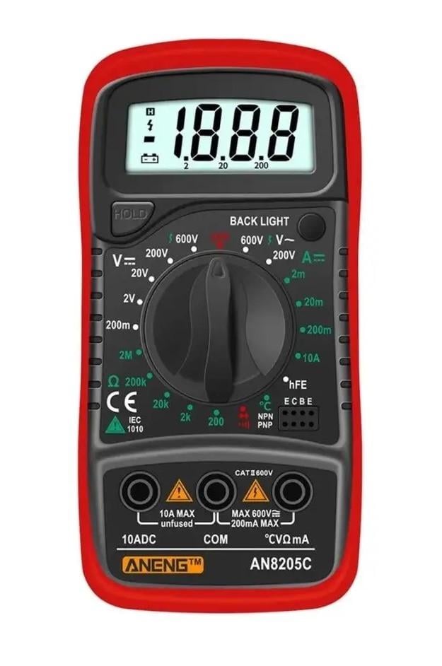 Мультиметр с термопарой ANENG AN8205C батарейка Красный (778482)