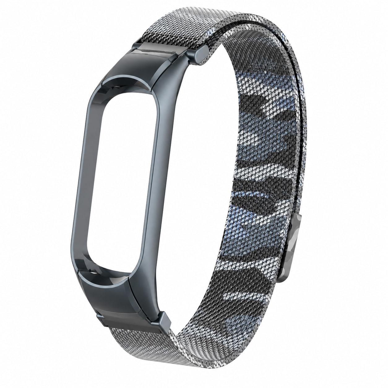 Ремешок с миланским плетением для Mi Band 7 Серый камуфляж (000553565)