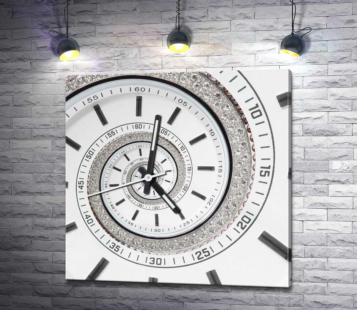 Картина ArtPoster Белые часы с бриллиантовой спиралью 50x50 см Модуль №1 (003264)