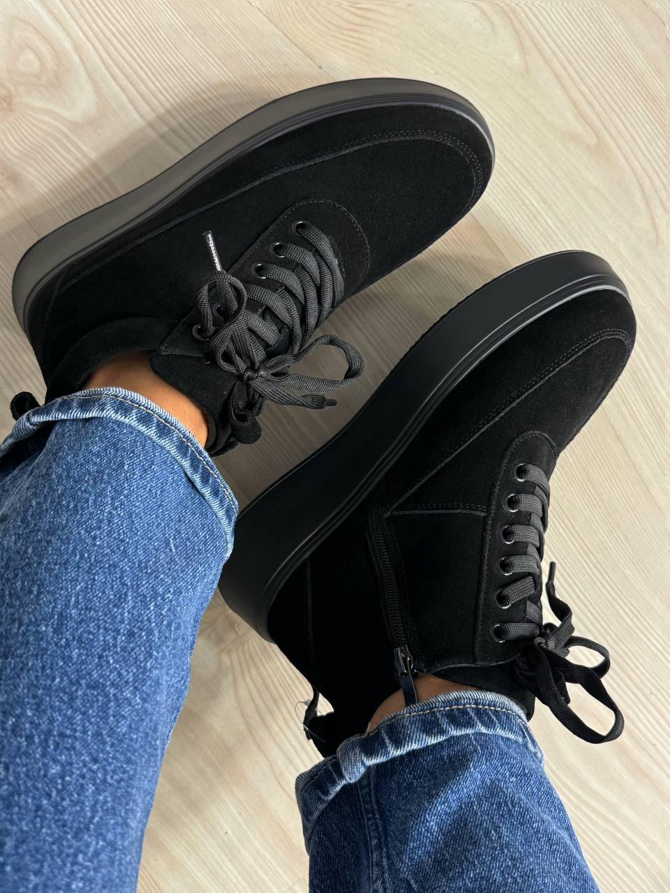 Ботинки женские Hengji 280-6 зимние на меху замшевые р. 41 Черный (5243) - фото 5