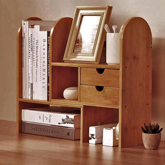 Полка-надстройка настольная из дерева Олвейна охра (АКД-009404)