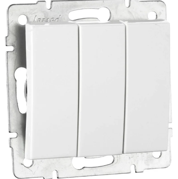 Выключатель трехклавишный Lezard Rain Белый (26528931)