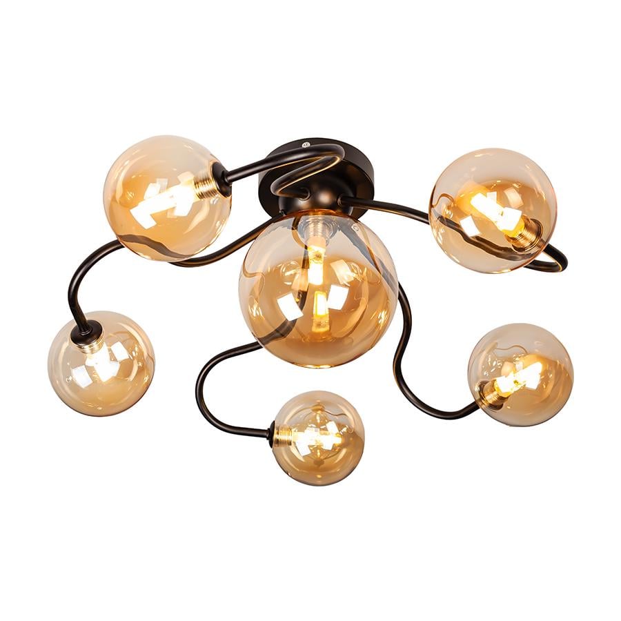 Люстра стельова Levistella на шість сферичних плафонів під лампу G9 IP20 752X101F-6 BK+BR Чорний/Коричневий (LVS5578)