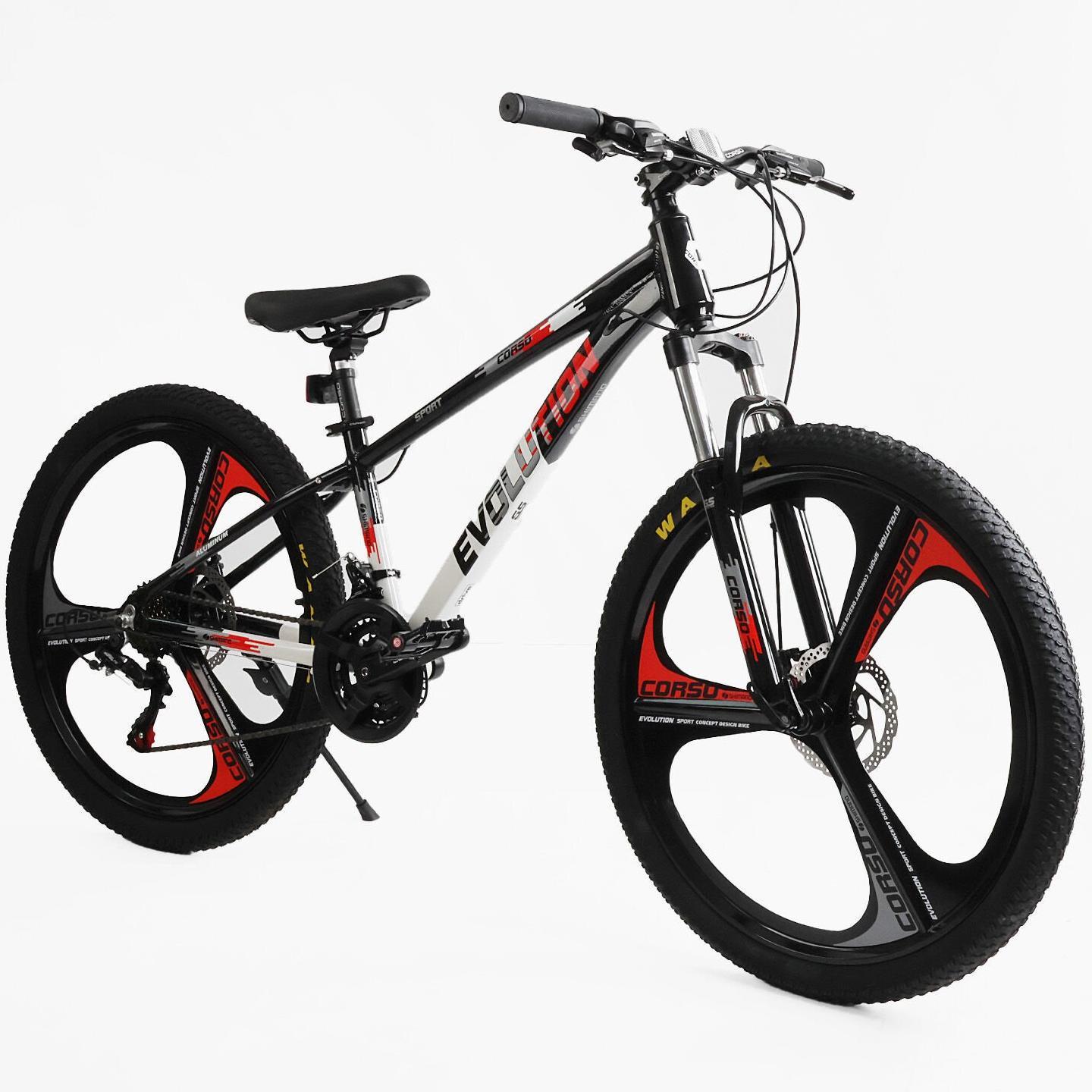 Велосипед горный алюминиевый Corso Evolution литые диски 26"/13" Черно-белый (824568384) - фото 2 Велосипед горный алюминиевый Corso Evolution литые диски 26"/13" Черно-белый (824568384) - фото 2