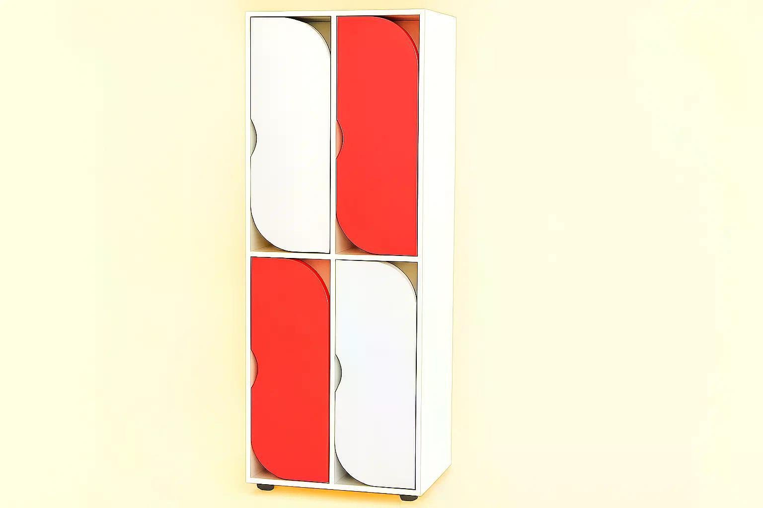 Шафа 4-секцій DS-54 Білий/Червоний