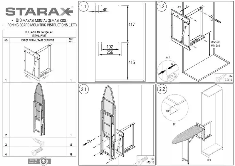 Прасувальна дошка для гардеробу Starax розкладна 160 мм Антрацит (S-6611-A) - фото 5 Прасувальна дошка для гардеробу Starax розкладна 160 мм Антрацит (S-6611-A) - фото 5