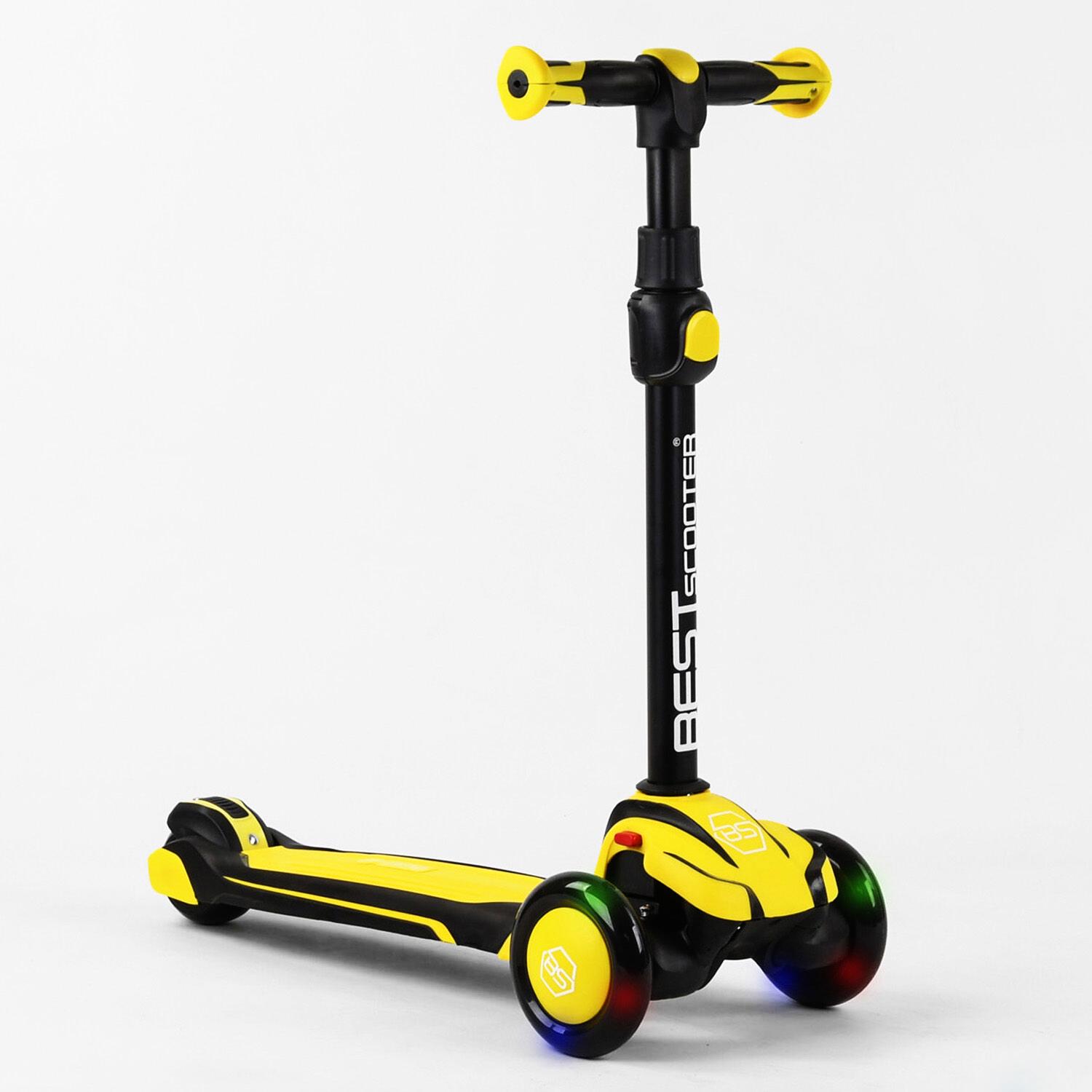 Самокат триколісний Best Scooter Maxi алюмінієве кермо колеса PU зі світлом Yellow (102928)