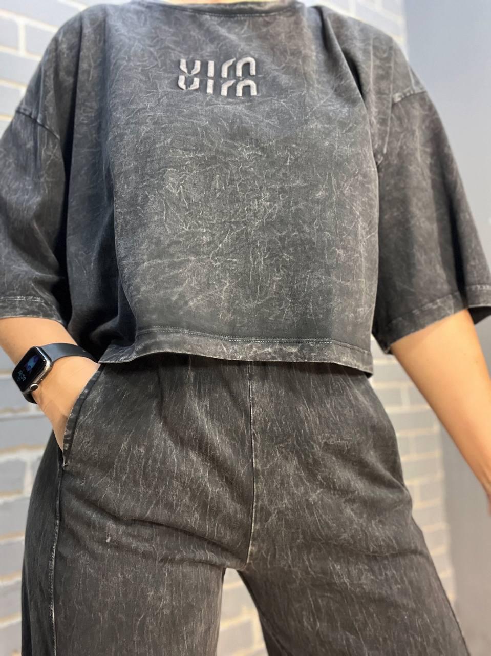 Костюм женский COAST MODA 4207 вареный с короткой футболкой и брюками M Черный (1649) - фото 6 Костюм женский COAST MODA 4207 вареный с короткой футболкой и брюками M Черный (1649) - фото 6